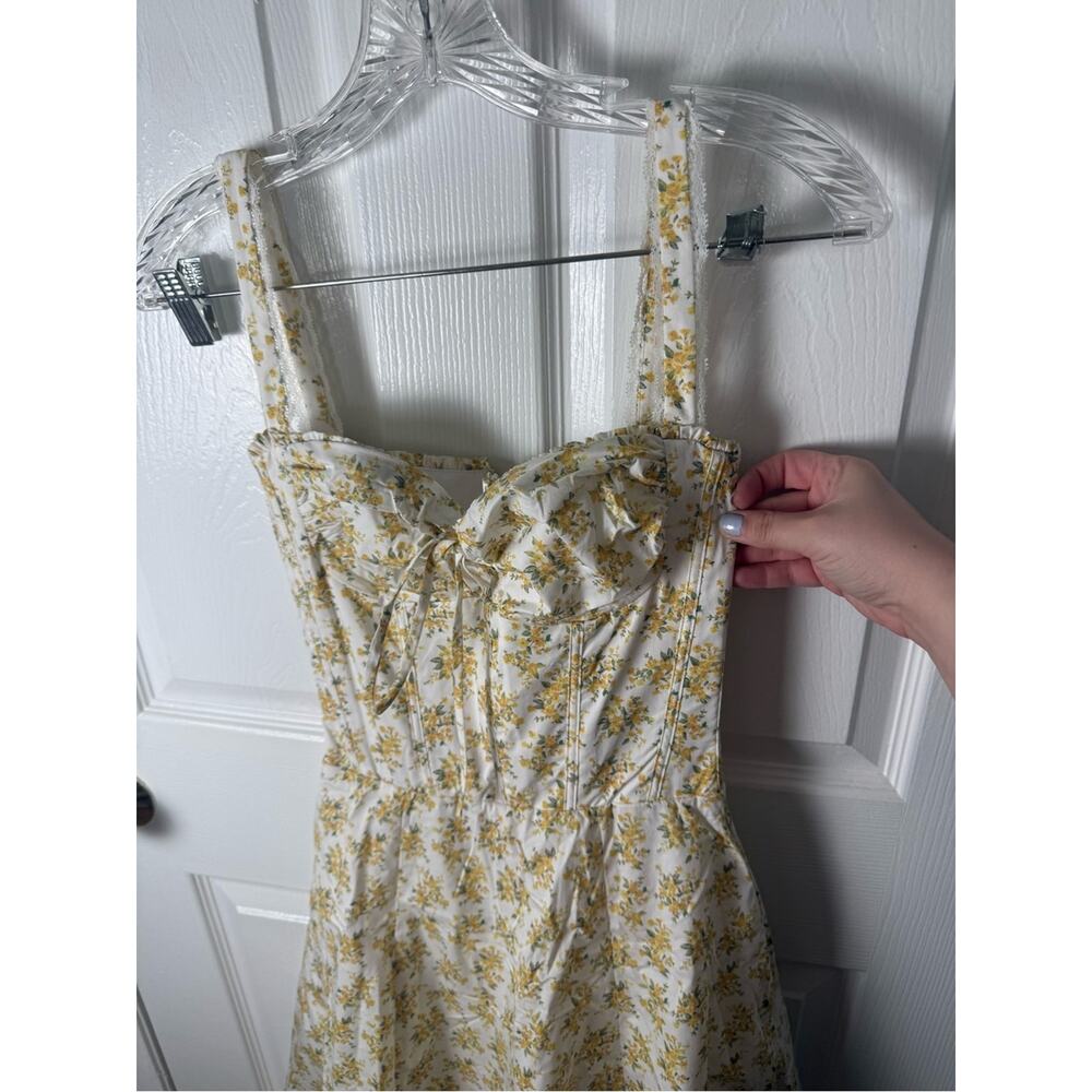 House of CB Rosalee White Vintage Floral Print Cotton Bustier Sundress XS - Picture 5 of 12